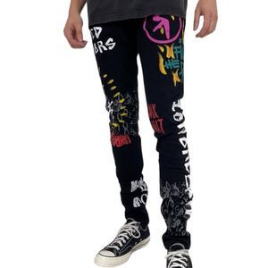 Lifted Anchors City Hall Denim Jeans Black Graffiti Print Size 38